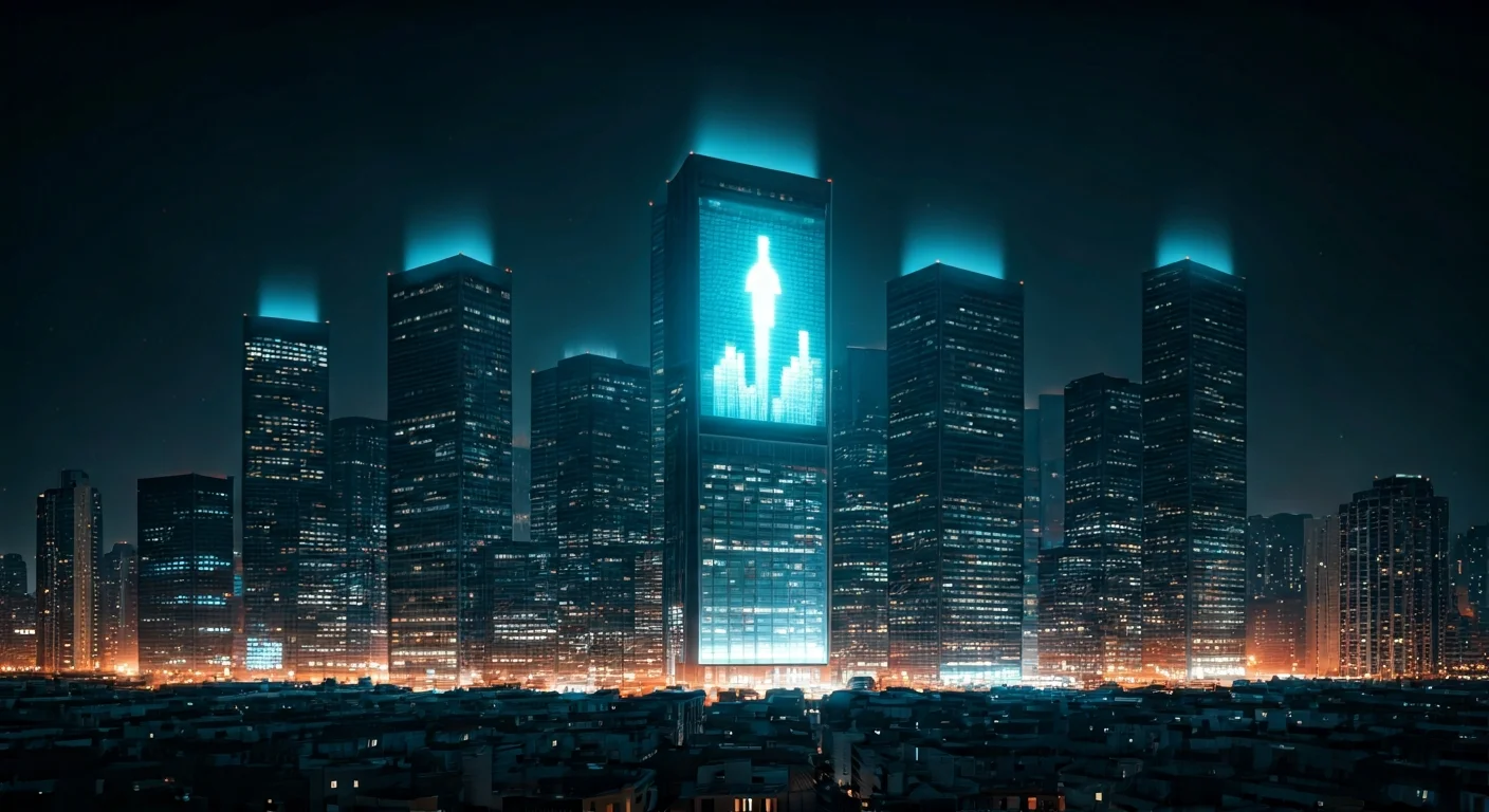 Digital real estate concept showing website valuations as skyscrapers with SEO metrics and M&A pricing