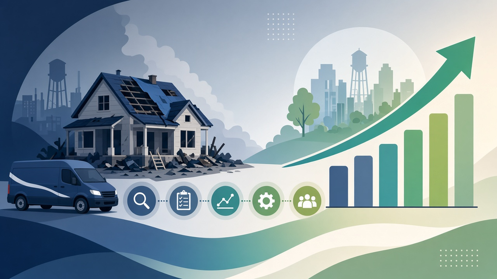 Illustration for article: Restoration Company SEO: The 6-Month Revenue Rebuild