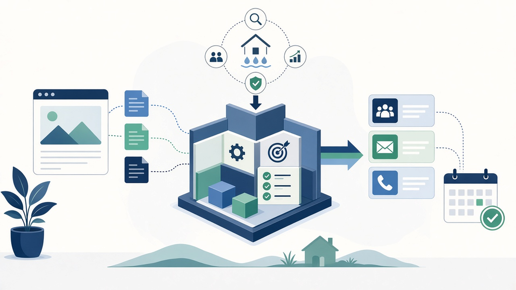 Illustration for article: Content Architecture for Restoration Companies: The System That Turns Blog Posts Into Lead Machines