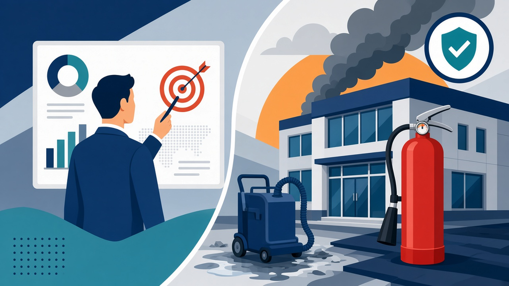 Illustration for article: Commercial Restoration Leads: Fire Extinguisher Strategy