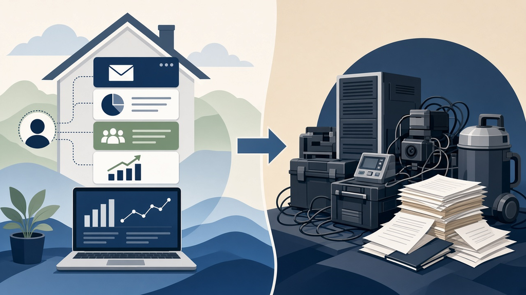 Illustration for article: Restoration Marketing Stack: $200/Mo Beats $5,000 Tools