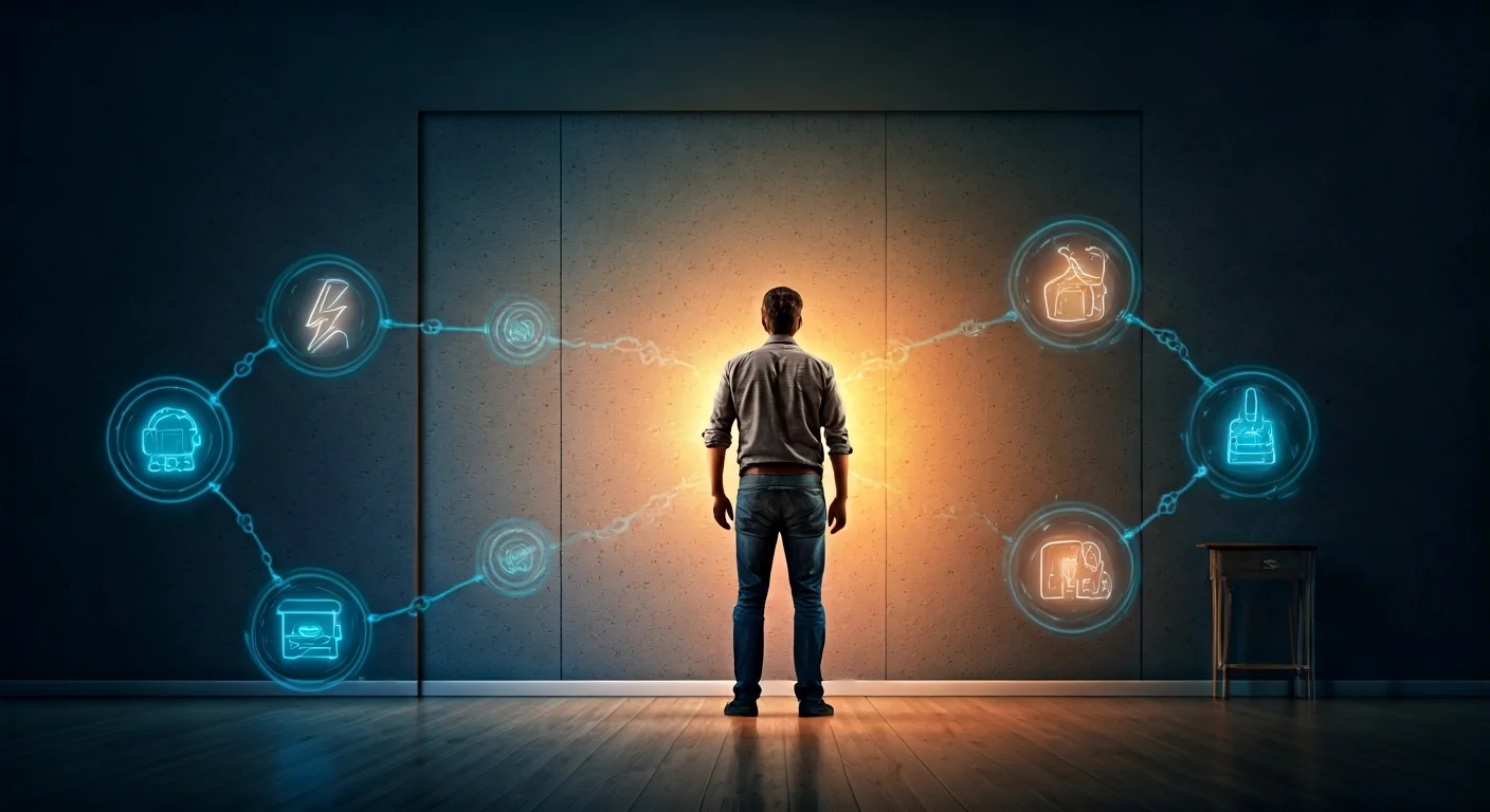 Visualization of a homeowner problem chain connecting plumbing to water damage to mold to electrical to pest control