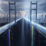 Rainbow Restoration SEO analysis depicting domain migration bridge from old to new digital infrastructure