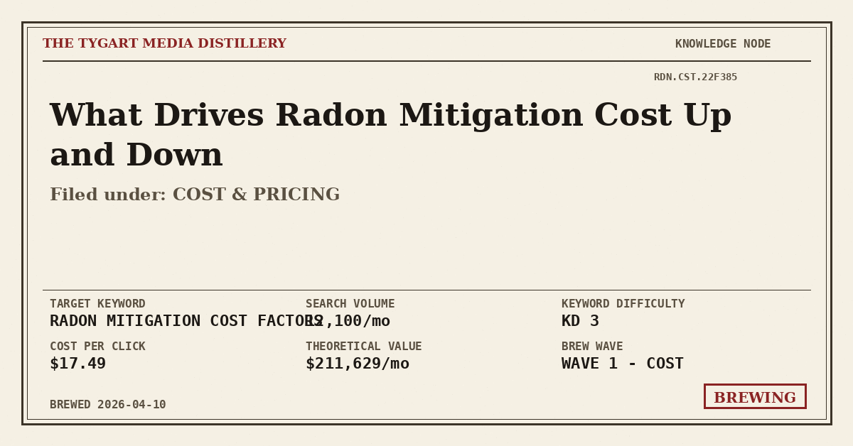 What Drives Radon Mitigation Cost Up And Down — Tygart Media Distillery Knowledge Node