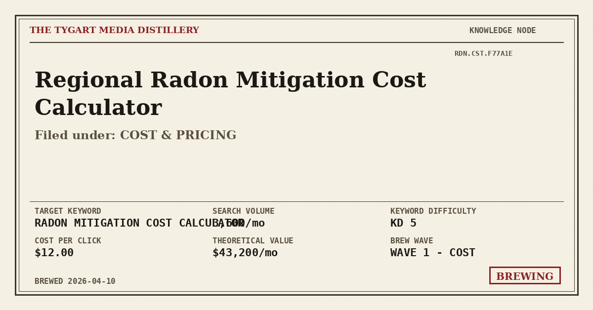 Regional Radon Mitigation Cost Calculator — Tygart Media Distillery Knowledge Node