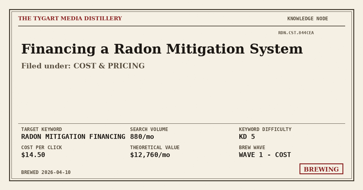 Financing A Radon Mitigation System — Tygart Media Distillery Knowledge Node
