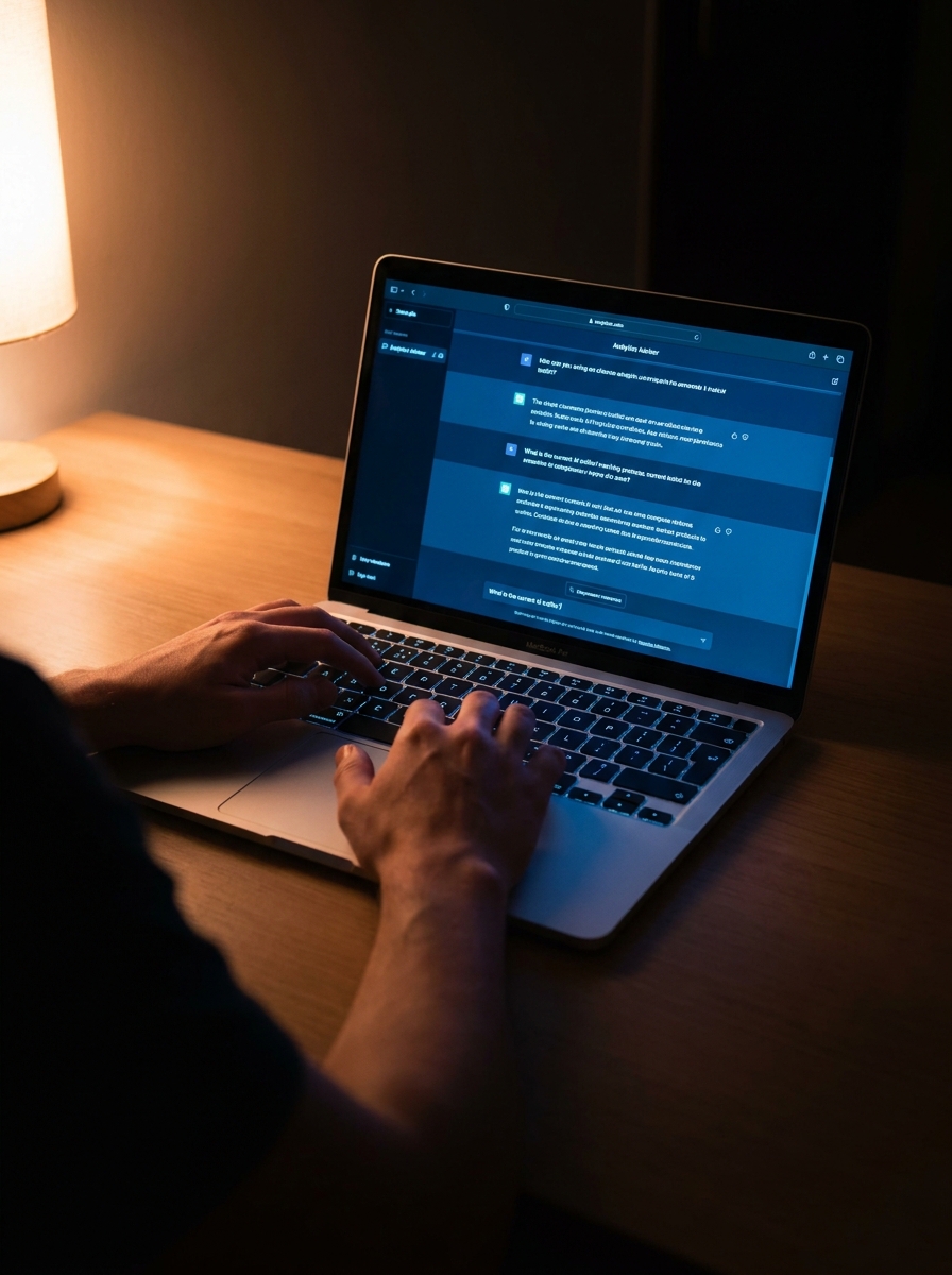 Analytics Advisor session running at night on a laptop