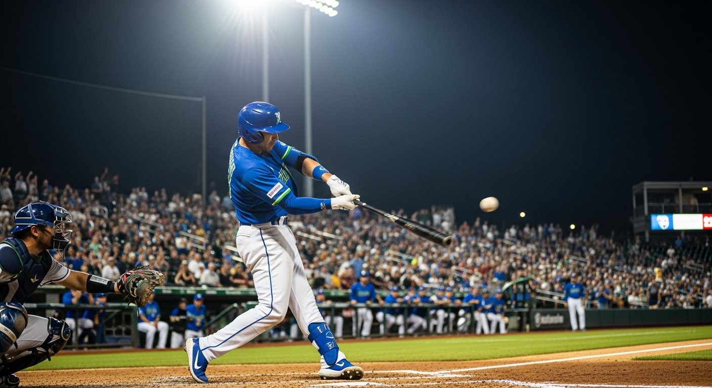 Everett AquaSox batter hits a home run against Tri-City Dust Devils, April 28 2026