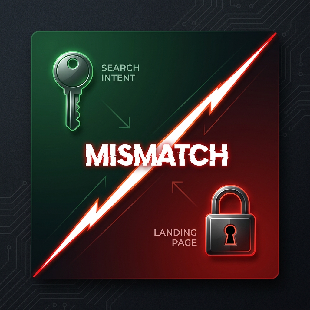 Search intent key vs landing page lock — MISMATCH