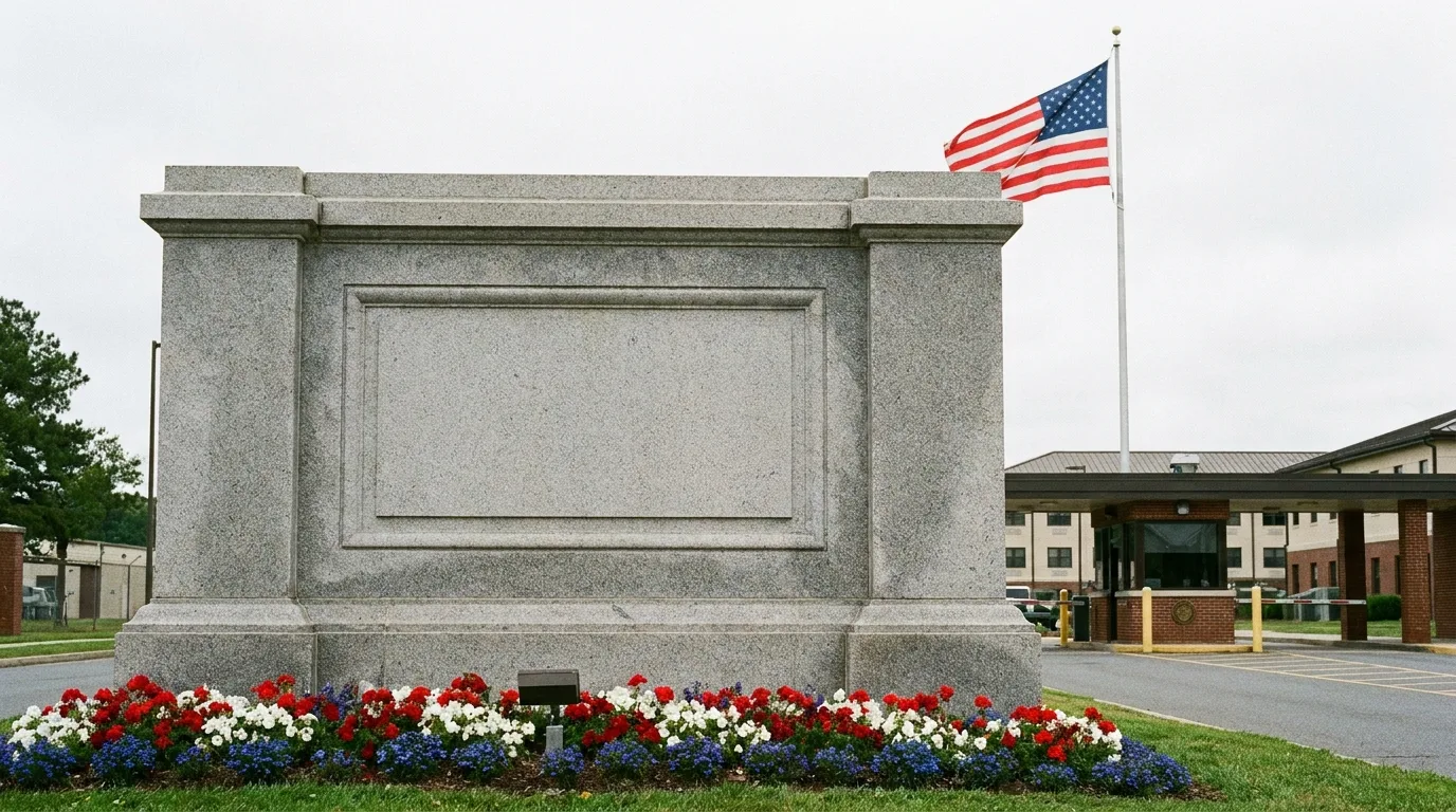 Navy installation stone gateway monument - editorial photograph for Tygart Media Everett desk coverage
