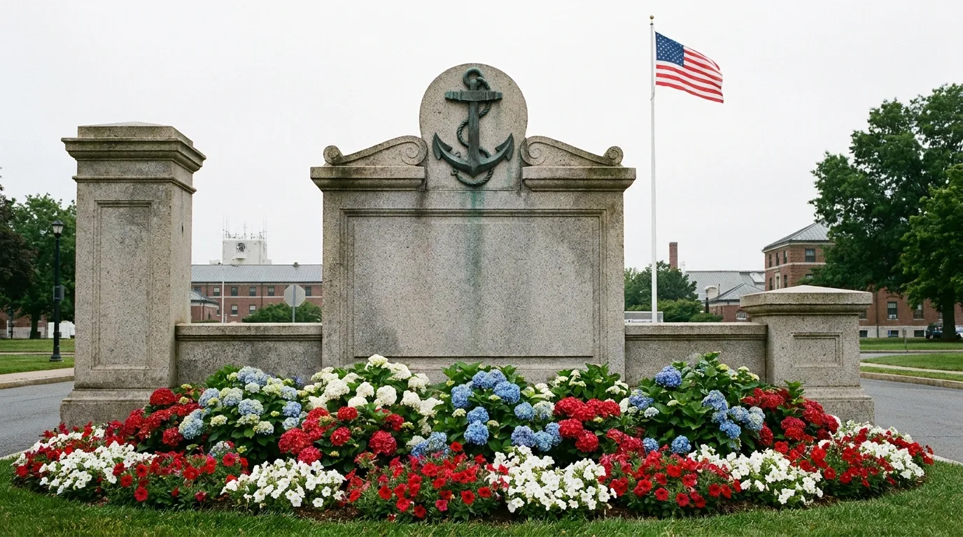 Navy installation stone gateway monument - editorial photograph for Tygart Media Everett desk coverage