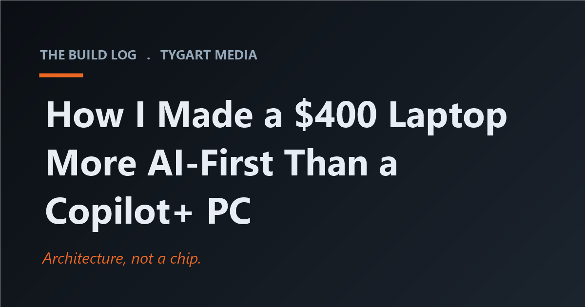 A budget Windows laptop set up as a private AI-first operator rig, compared with a Copilot+ PC