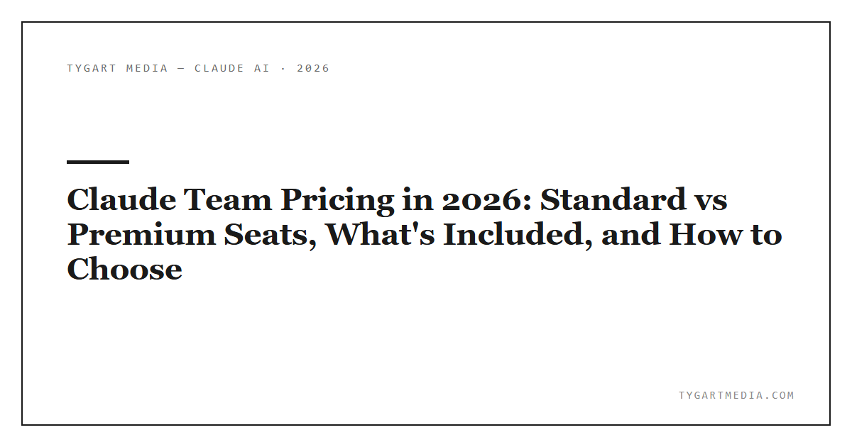Claude Team Pricing in 2026: Standard vs Premium Seats, What’s Included, and How to Choose