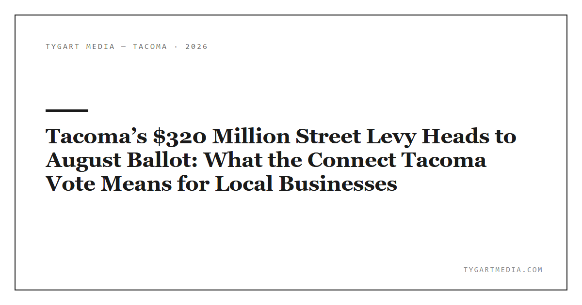 Tacoma’s $320 Million Street Levy Heads to August Ballot: What the Connect Tacoma Vote Means for Local Businesses
