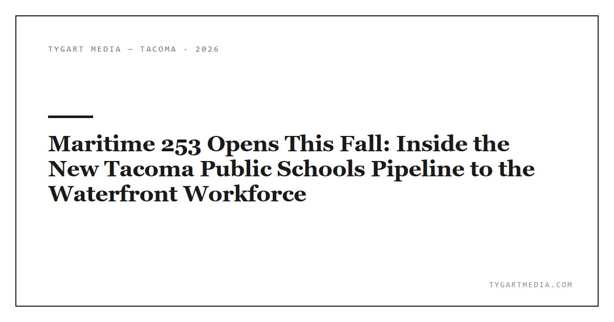 Maritime 253 Opens This Fall: Inside the New Tacoma Public Schools Pipeline to the Waterfront Workforce