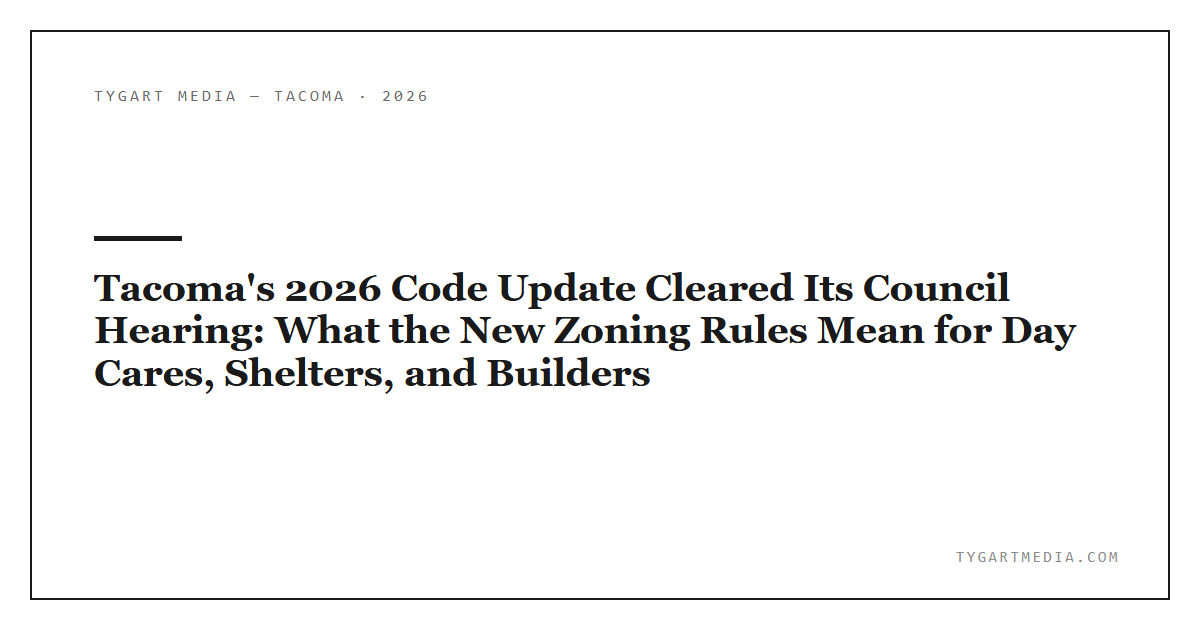 Tacoma’s 2026 Code Update Cleared Its Council Hearing: What the New Zoning Rules Mean for Day Cares, Shelters, and Builders