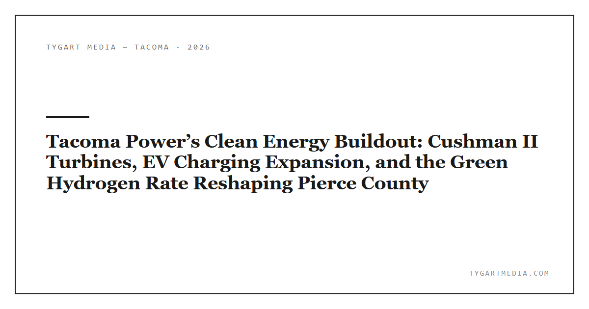 Tacoma Power’s Clean Energy Buildout: Cushman II Turbines, EV Charging Expansion, and the Green Hydrogen Rate Reshaping Pierce County