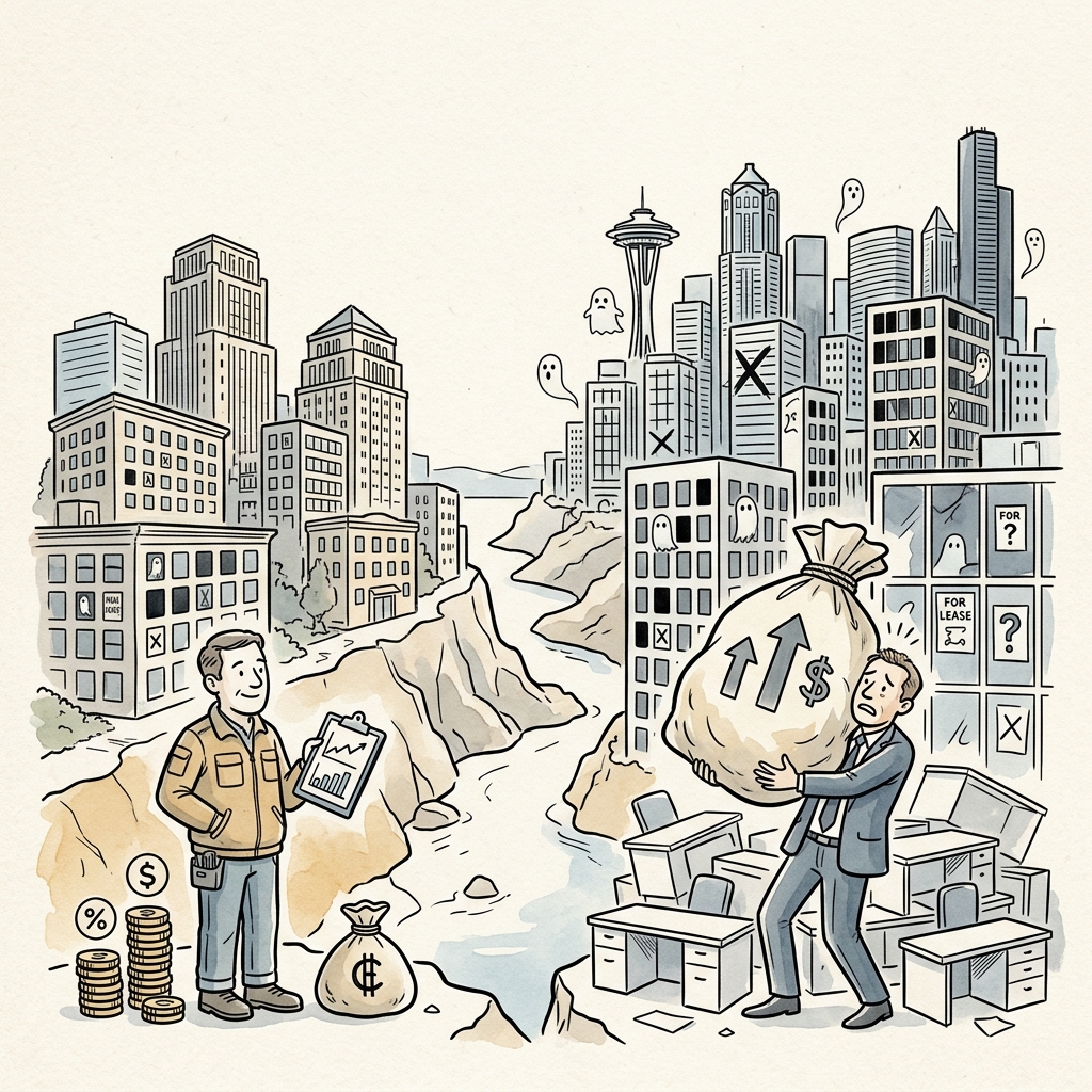 Tacoma CBD Office Vacancy at 18.5% vs Seattle at 35.6% — The Cost-Basis Story for Operators
