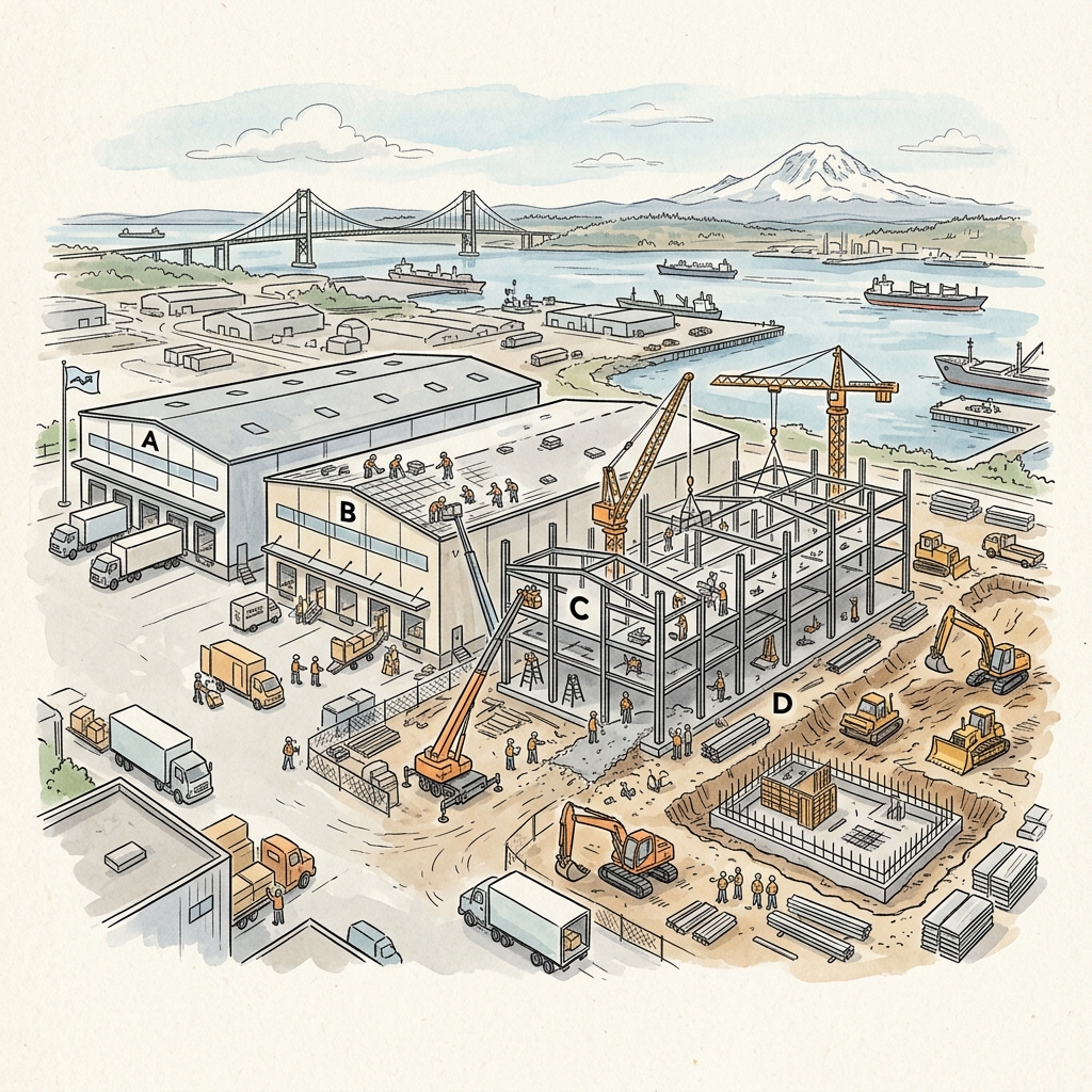 Bridge Point Tacoma 2M Status Report: Buildings A-D Construction Timeline and Pre-Lease Update