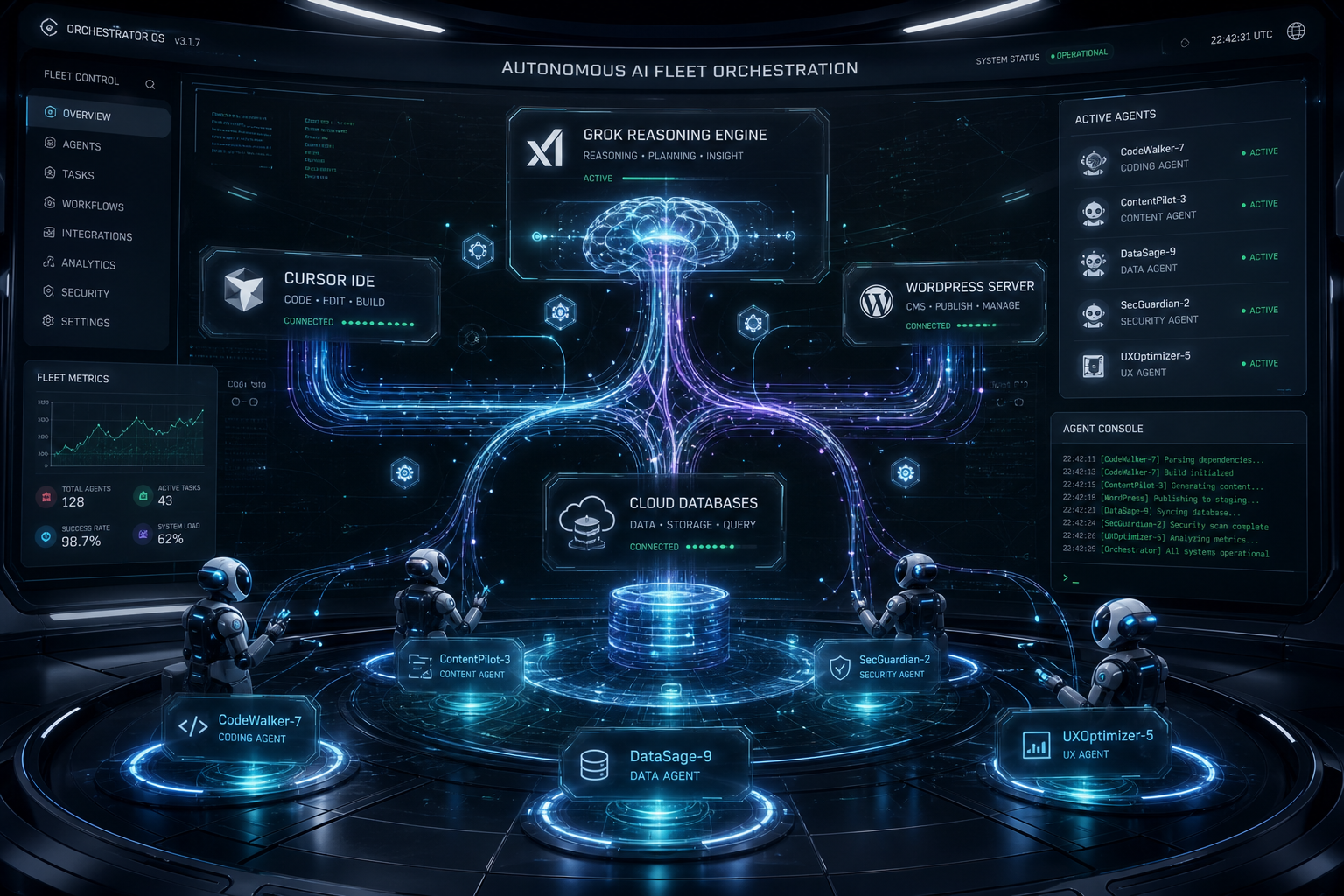 Autonomous AI Fleet Orchestration architecture generated by Grok AI