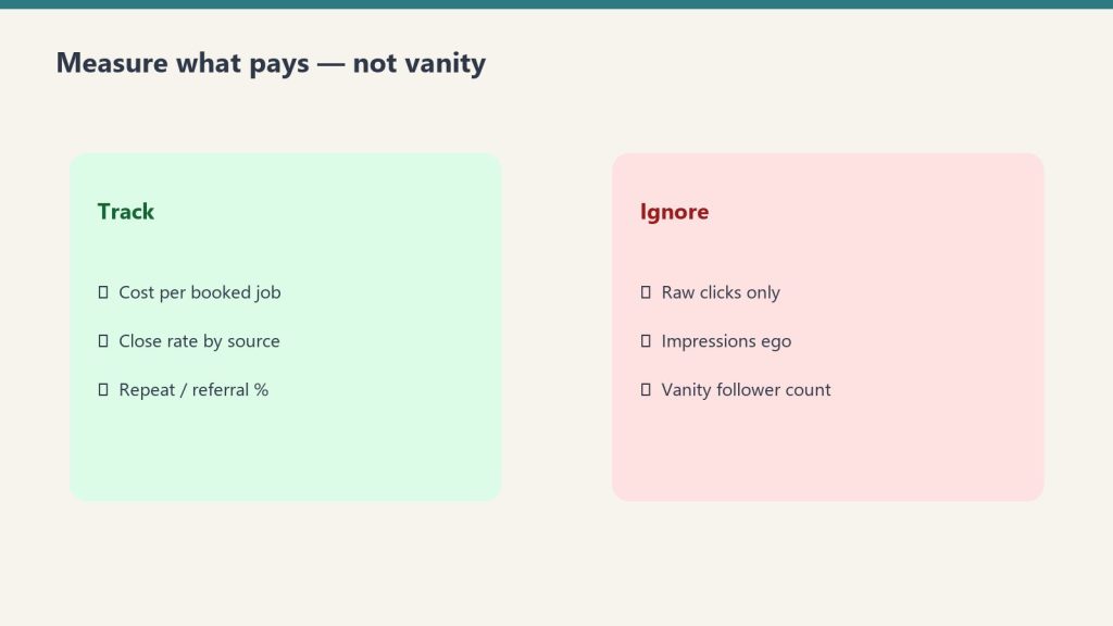Side-by-side of metrics to track versus vanity metrics to ignore