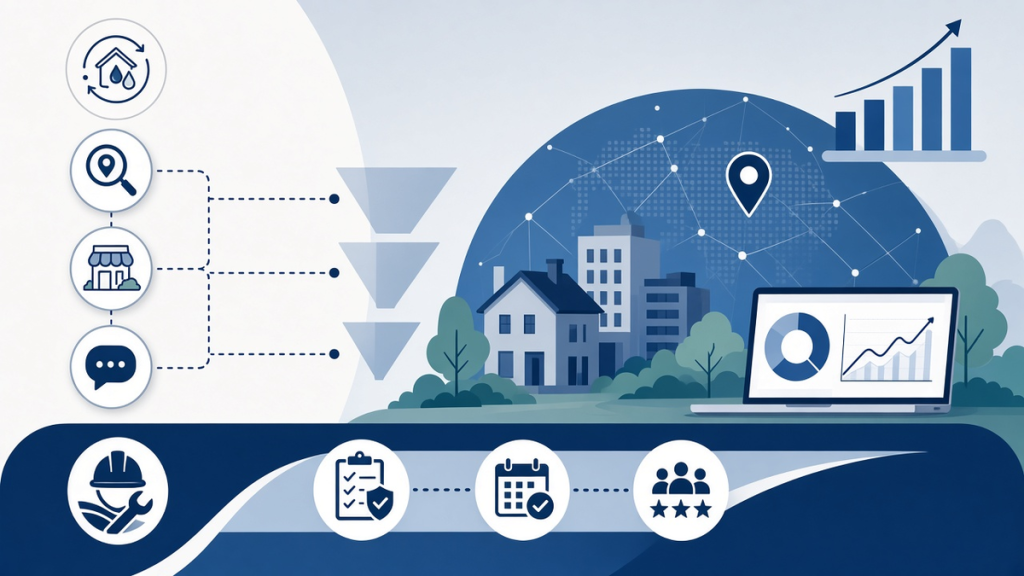 Illustration for article: The Restoration Company’s Local SEO Playbook for 2026: What Actually Moves Rankings