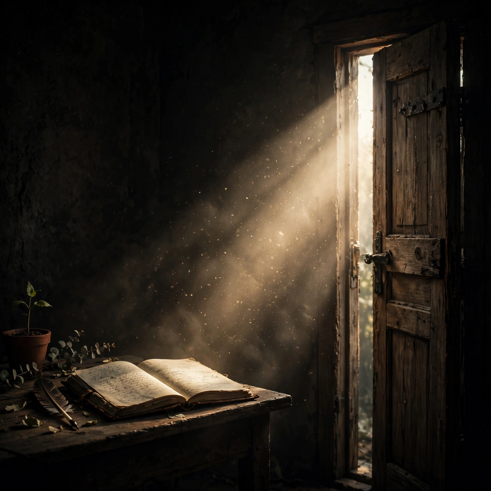 The Hinge — a door open with light coming through