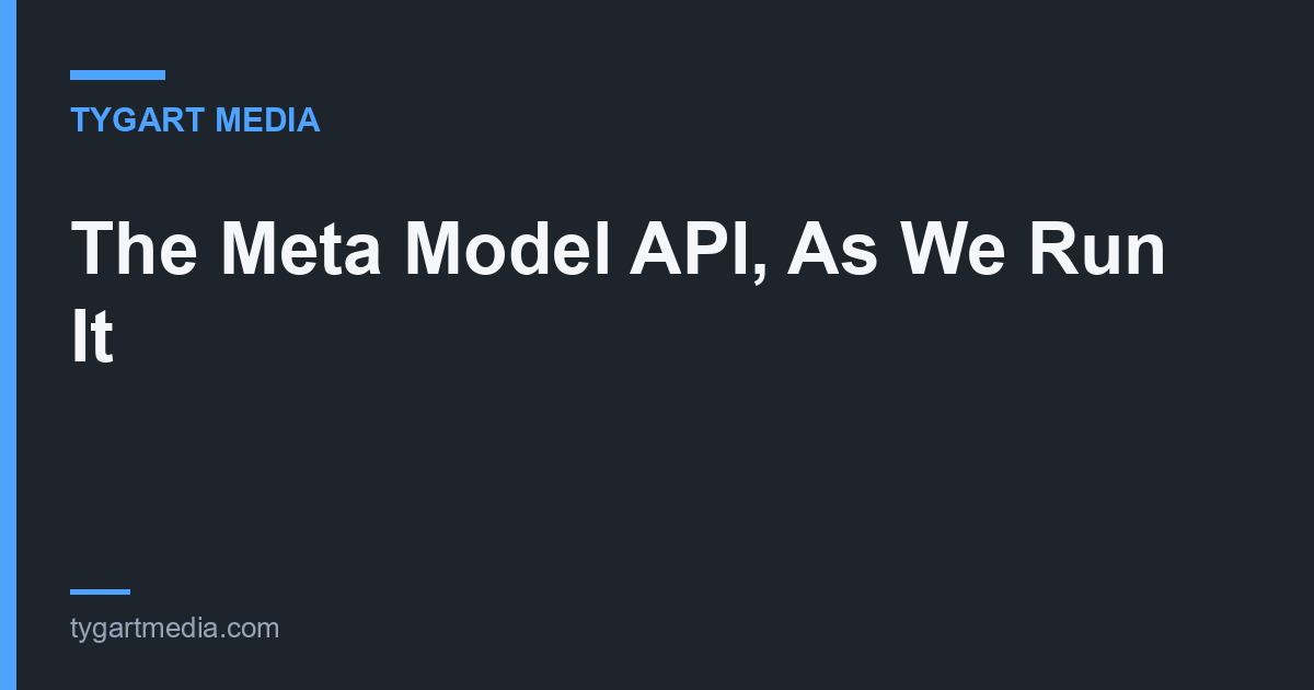 The Meta Model API, As We Run It