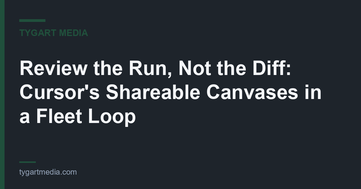 Review the Run, Not the Diff: Cursor's Shareable Canvases in a Fleet Loop