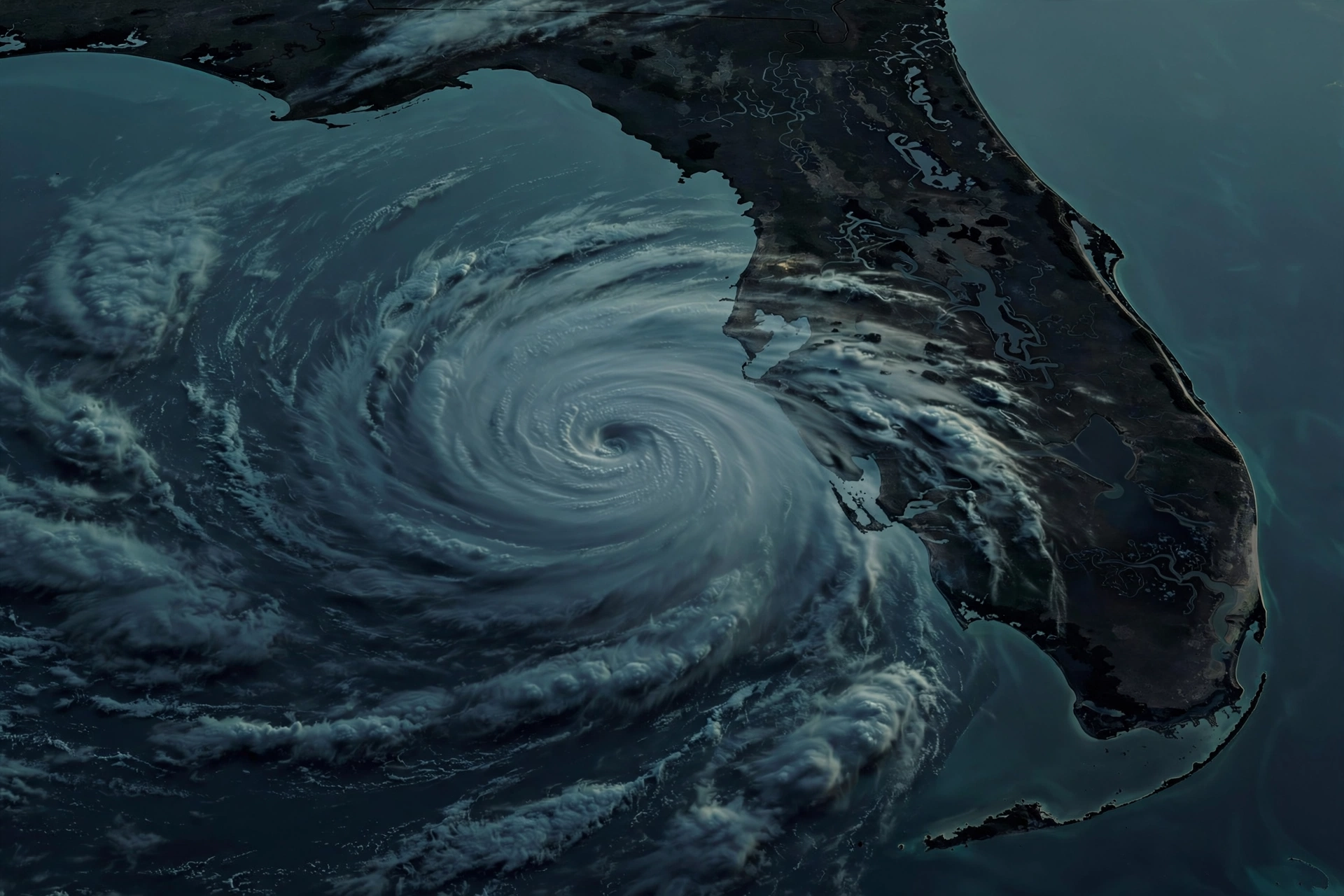 Satellite view of Hurricane Isaias making landfall on the Florida Gulf Coast