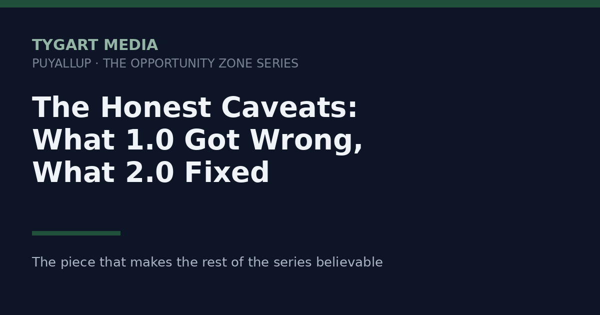 The Honest Caveats: what Opportunity Zones got wrong, and what 2.0 fixed